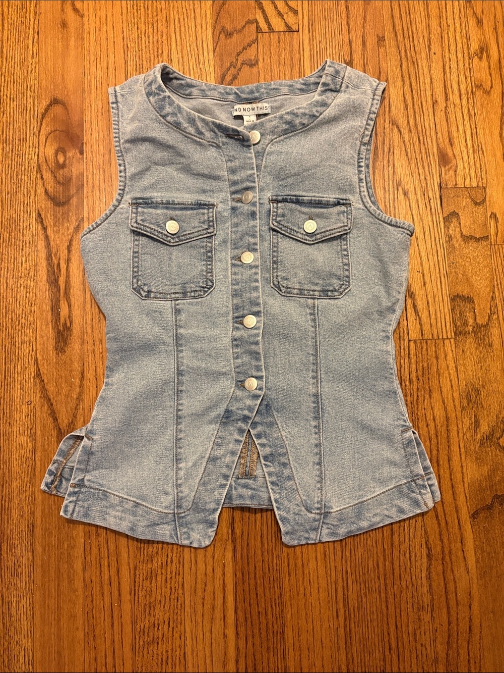 Sleeveless Denim Vest Top - Light Blue